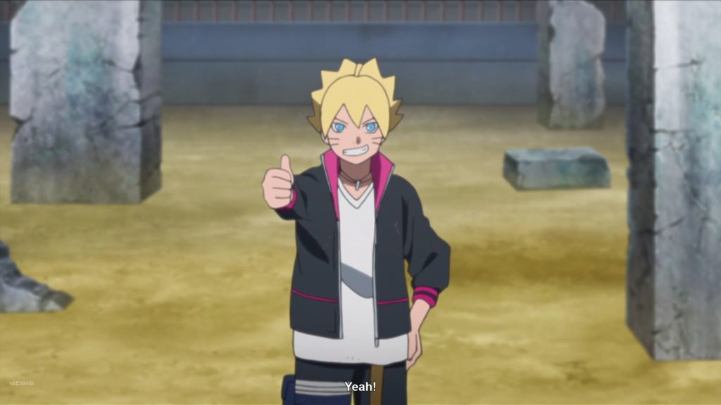 Boruto, giving us the thumbs up without any provocation